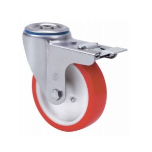 Rueda poliuretano giratoria con freno Alex diametro 80 mm. modelo 2-4697