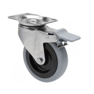 Rueda goma giratoria con freno Alex diametro 125 mm. modelo 2-4930