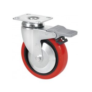 Rueda poliuretano giratoria con freno Alex diametro 100 mm. modelo 2-4675
