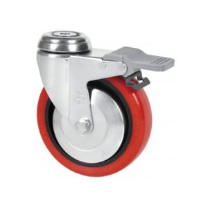 Rueda poliuretano giratoria con freno Alex diametro 100 mm. modelo 2-4679