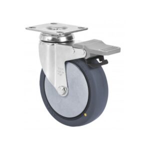 Rueda poliuretano giratoria con freno Alex diametro 100 mm. modelo 2-4728
