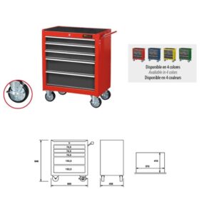 Armario carro de herramientas Ega Master 5 cajones rojo codigo 51674 - Imagen 2