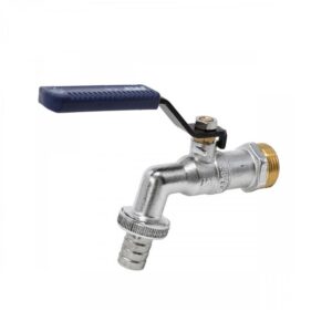 Grifo de esfera laton niquelado con rosca 3/4"x1" enchufe manguera PN-16 - Imagen 1