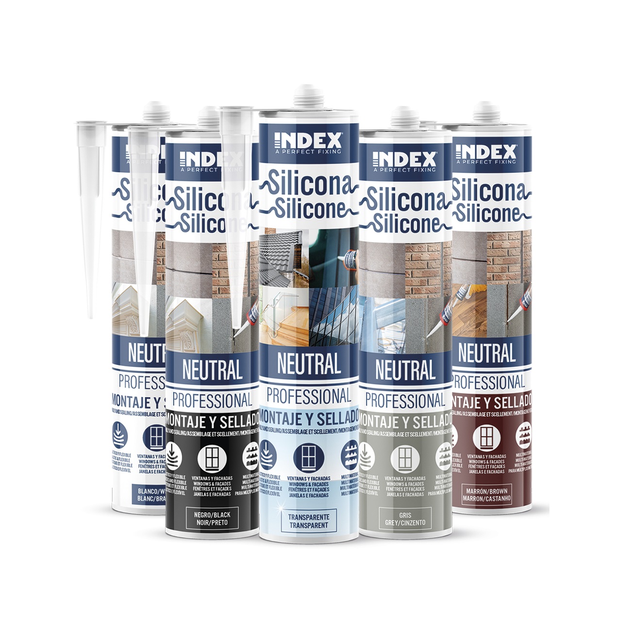 Silicona neutra profesional marron Index 280 ml. SIPRM280