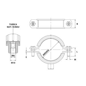 Abrazadera isofonica reforzada inoxidable A2 Index 160 mm. 6" ABRIA2160 - Imagen 2
