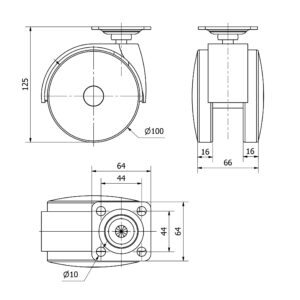 Rueda poliamida giratoria Alex diametro 100 mm. modelo 4-1320 - Imagen 2