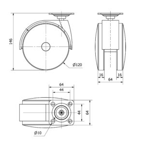 Rueda poliamida giratoria  Alex diametro 120 mm. modelo 4-1321 - Imagen 2