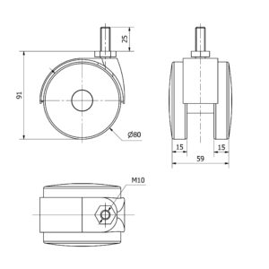 Rueda poliamida giratoria Alex diametro 80 mm. modelo 4-1322 - Imagen 2
