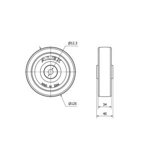 Rueda nylon-poliamida aro suelto  Alex diametro 125 mm. modelo 4-1607 - Imagen 2