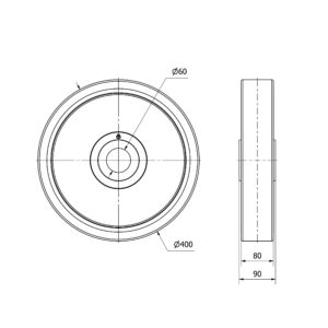 Rueda poliuretano aro suelto  Alex diametro 400 mm. modelo 4-1623 - Imagen 2