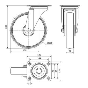 Rueda poliamix giratoria  Alex diametro 200 mm. modelo TW0046 - Imagen 2