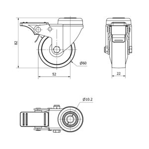 Rueda nylon-poliamida giratoria con freno Alex diametro 60 mm. modelo TW0145 - Imagen 2