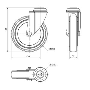 Rueda goma giratoria  Alex diametro 150 mm. modelo TW0249 - Imagen 2