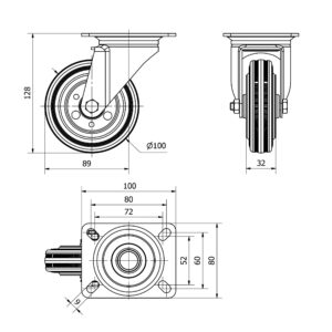 Rueda goma giratoria Alex diametro 100 mm. modelo TW0269 - Imagen 2