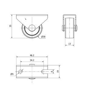 Rueda polipropileno-plastico fija  Alex diametro 30 mm. modelo TW0289 - Imagen 2