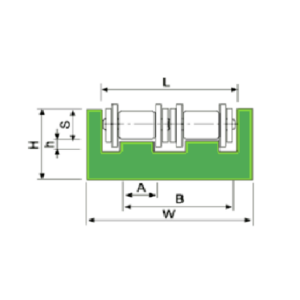 Perfil guia para cadena de rodillos doble 16B-2 tipo MUCD-5 paso 1"