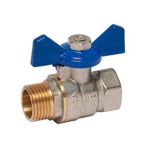 Valvula de esfera M-H maneta mariposa azul con rosca 3/4" PN-25