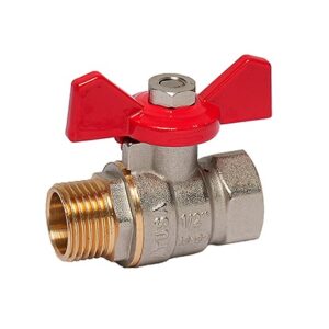 Valvula de esfera M-H maneta mariposa roja con rosca 1/2" PN-25