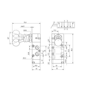 Valvula palanca Aignep O.C. 1/8" 3 3 posiciones fijas 01VL27OC02 - Imagen 2