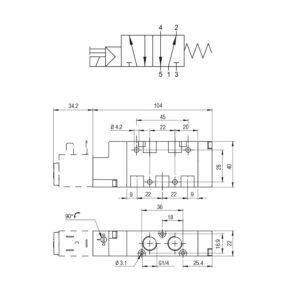Valvula neumatica Aignep 5/2 1/4" retorno neumatico 01VS450003 - Imagen 2