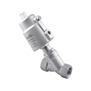 Valvula de asiento inclinado Aignep 2/2 N.C. 1-1/4" con actuador neumatico inoxidable X1YXF10630
