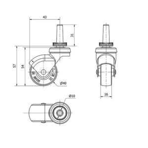 Rueda goma giratoria  Alex diametro 40 mm. modelo 1-0290 - Imagen 2