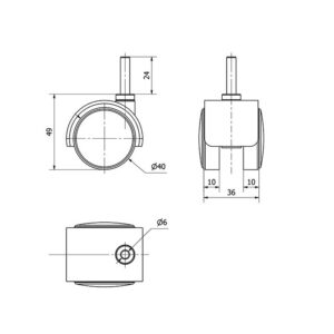 Rueda poliamida giratoria  Alex diametro 40 mm. modelo 1-0441 - Imagen 2