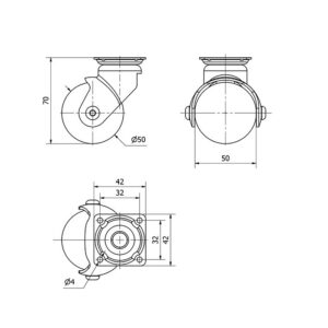 Rueda PVC giratoria  Alex diametro 50 mm. modelo 1-0584 - Imagen 2