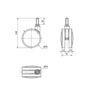 Rueda madera giratoria Alex diametro 75 mm. modelo 1-0634 - Imagen 2