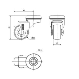 Rueda goma giratoria Alex diametro 30 mm. modelo 1-0704 - Imagen 2