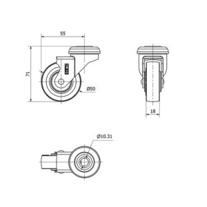 Rueda goma giratoria  Alex diametro 50 mm. modelo 1-0706 - Imagen 2