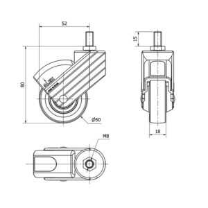 Rueda poliamix giratoria Alex diametro 50 mm. modelo 1-0765 - Imagen 2