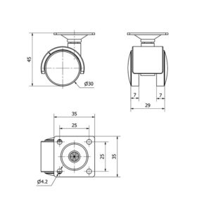 Rueda poliamida giratoria  Alex diametro 30 mm. modelo 1-0788 - Imagen 2