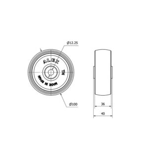 Rueda nylon-poliamida aro suelto  Alex diametro 100 mm. modelo 2-0068 - Imagen 2