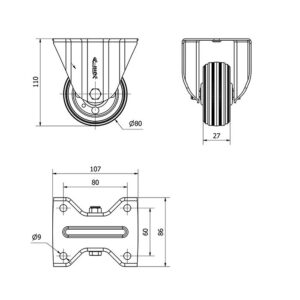 Rueda goma fija Alex diametro 80 mm. modelo 2-0224 - Imagen 2