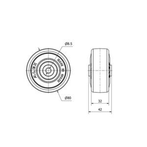 Rueda goma aro suelto  Alex diametro 80 mm. modelo 2-0807 - Imagen 2