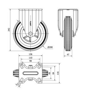 Rueda goma fija  Alex diametro 200 mm. 2-0875 - Imagen 2