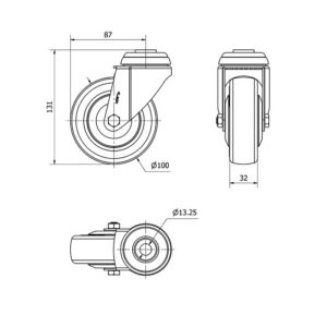 Rueda goma giratoria  Alex diametro 100 mm. modelo 2-1136 - Imagen 2