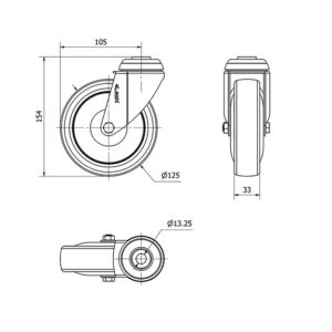 Rueda goma giratoria  Alex diametro 125 mm. 2-1137 - Imagen 2