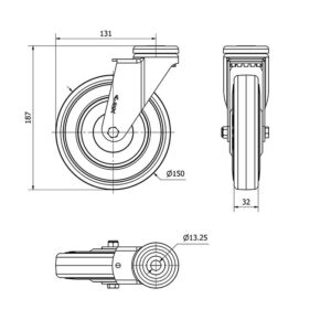 Rueda goma giratoria Alex diametro 150 mm. modelo 2-1235 - Imagen 2
