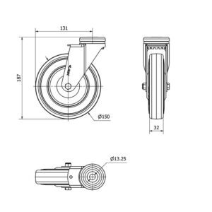 Rueda goma giratoria Alex diametro 150 mm. modelo 2-1238 - Imagen 2