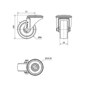 Rueda poliamix giratoria  Alex diametro 80 mm. modelo 2-1368 - Imagen 2