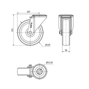 Rueda poliamix giratoria  Alex diametro 125 mm. modelo 2-1371 - Imagen 2