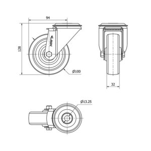 Rueda resina fenolica giratoria Alex diametro 100 mm. modelo 2-1418 - Imagen 2