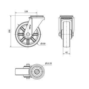 Rueda resina fenolica giratoria Alex diametro 150 mm. modelo 2-1477 - Imagen 2