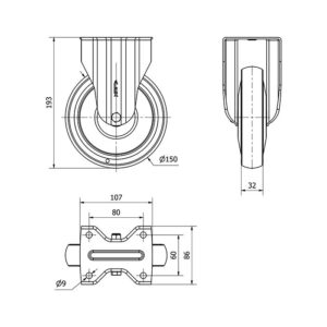 Rueda poliuretano fija  Alex diametro 150 mm. modelo 2-1591 - Imagen 2