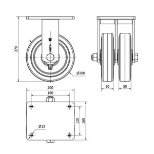 Rueda goma fija Alex diametro 200 mm. 2-1857 - Imagen 2