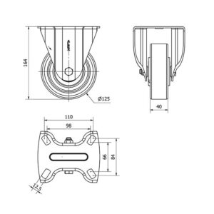 Rueda poliuretano fija  Alex diametro 125 mm. 2-2056 - Imagen 2