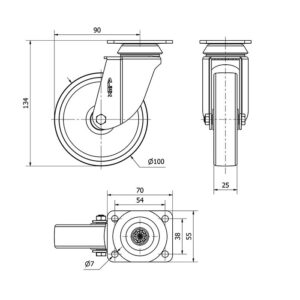 Rueda policarbonato giratoria Alex diametro 100 mm. modelo 2-2141 - Imagen 2