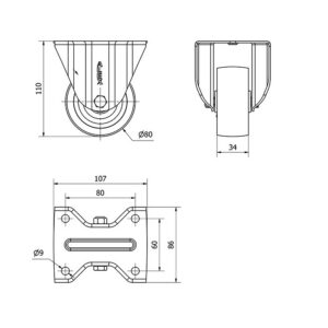 Rueda acero fija Alex diametro 80 mm. modelo 2-2509 - Imagen 2